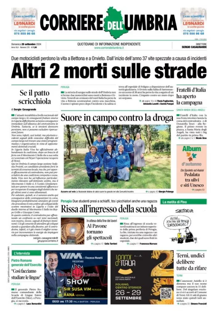 Prima-pagina-corriere umbria-del-2024-09-29